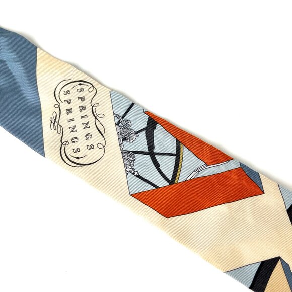 Sold on fashionreloved.com Hermes Springs Springs Blue Print Silk Twilly Scarf - Picture 10 of 12
